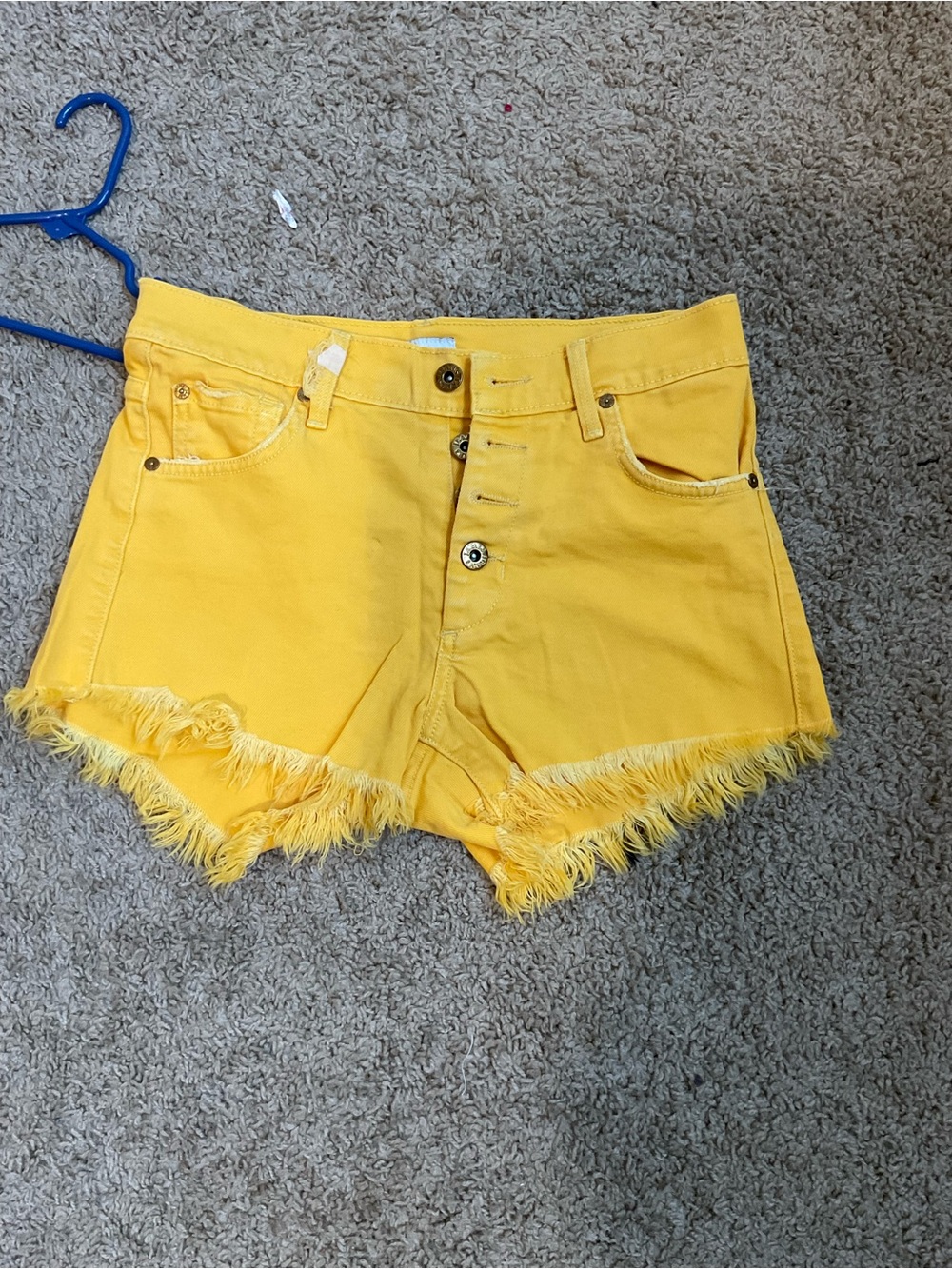 James Jeans Bright Yellow Frayed Hem Denim Shorts
